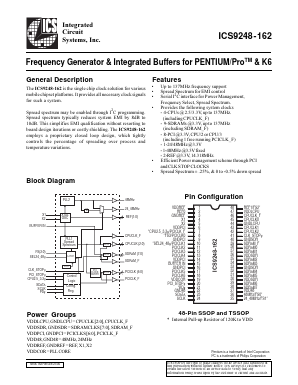 ICS9248YF-162-T Datasheet PDF Integrated Circuit Systems