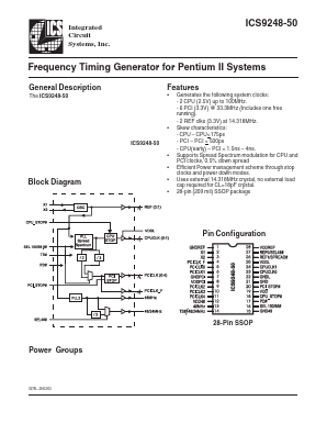 ICS9248YF-50-T Datasheet PDF Integrated Circuit Systems