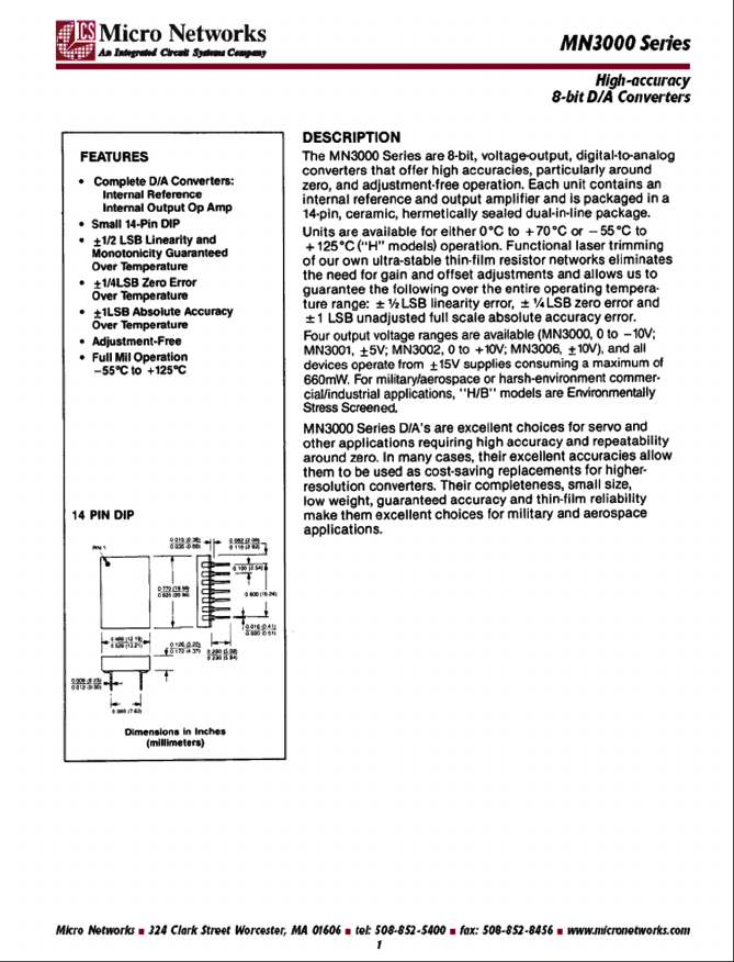 MN3000 Datasheet PDF Integrated Circuit Systems