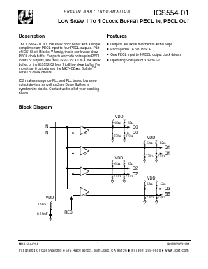 ICS554G-01 Datasheet PDF Integrated Circuit Systems