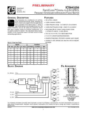 ICS843256AGT Datasheet PDF Integrated Circuit Systems
