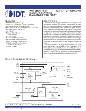 IDT74FCT162511ATPV Datasheet PDF Integrated Device Technology