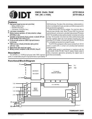 IDT6168SA45 Datasheet PDF Integrated Device Technology