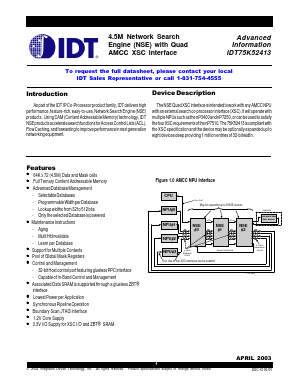 IDT75K52413 Datasheet PDF Integrated Device Technology