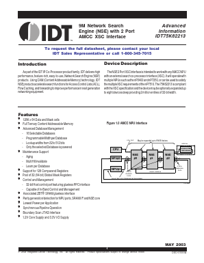 IDT75K62213 Datasheet PDF Integrated Device Technology