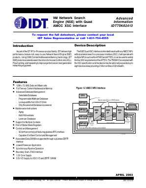 IDT75K62413 Datasheet PDF Integrated Device Technology