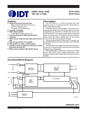 IDT6116LA45TDB Datasheet PDF Integrated Device Technology