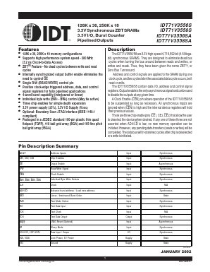 IDT71V3558SA100PFI Datasheet PDF Integrated Device Technology