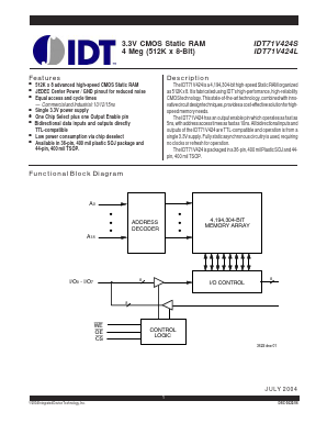 IDT71V424L Datasheet PDF Integrated Device Technology