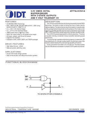 IDT74LVC541APG Datasheet PDF Integrated Device Technology