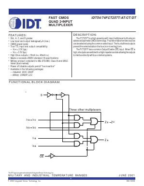 IDT54FCT257TLSOB Datasheet PDF Integrated Device Technology