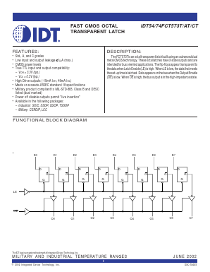 IDT54FCT573CTPG Datasheet PDF Integrated Device Technology