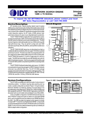 IDT75K62100 Datasheet PDF Integrated Device Technology