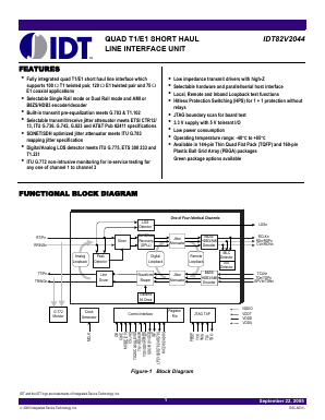 IDT82V2044BBG Datasheet PDF Integrated Device Technology