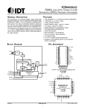 84329AM-01LFT Datasheet PDF Integrated Device Technology