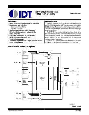IDT71T016SA Datasheet PDF Integrated Device Technology