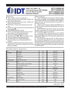 IDT71V3556XS Datasheet PDF Integrated Device Technology