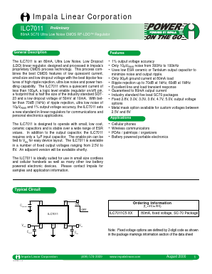 ILC7011 Datasheet PDF Impala Linear Corporation