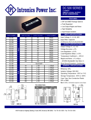 DC500 Datasheet PDF Intronics Power, Inc.