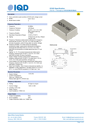 LFOCXO063818 Datasheet PDF IQD Frequency Products Ltd