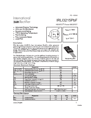 IRLI3215PBF Datasheet PDF International Rectifier