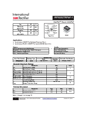 IRF8252TRPBF-1 Datasheet PDF International Rectifier