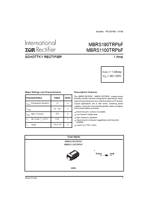 MBRS190TRPBF Datasheet PDF International Rectifier