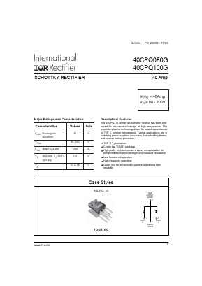 40CPQ080G Datasheet PDF International Rectifier