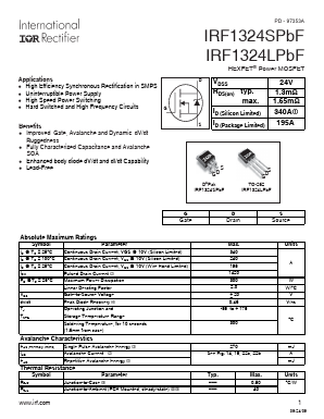 IRF1324SPBF Datasheet PDF International Rectifier