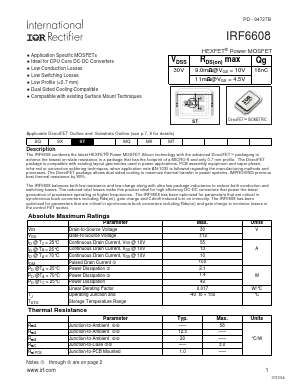 IRF6608 Datasheet PDF International Rectifier