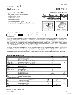 IRF6617 Datasheet PDF International Rectifier