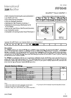 IRF6648TR1 Datasheet PDF International Rectifier