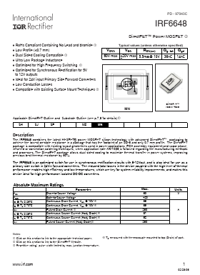 IRF6648TR1 Datasheet PDF International Rectifier