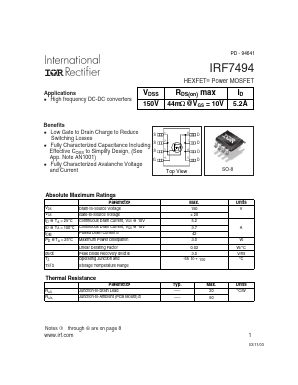 IRF7494 Datasheet PDF International Rectifier