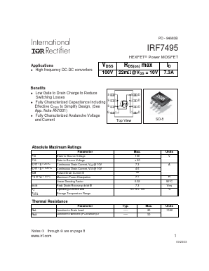 IRF7495 Datasheet PDF International Rectifier