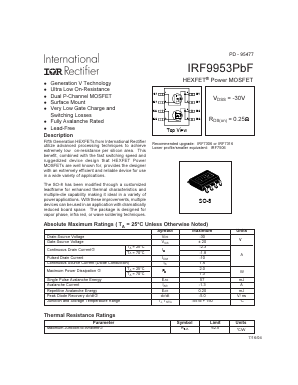IRF9953TRPBF Datasheet PDF International Rectifier