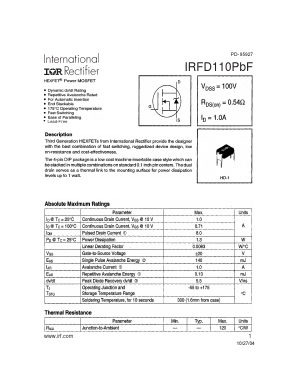 IRFD110PBF Datasheet PDF International Rectifier