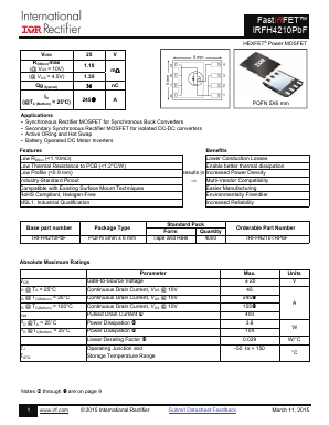 IRFH4210TRPBF Datasheet PDF International Rectifier