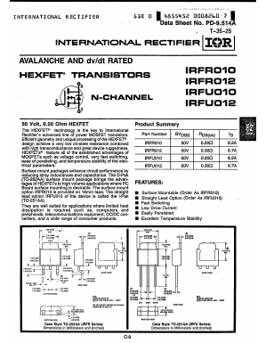 IRFR010 Datasheet PDF International Rectifier