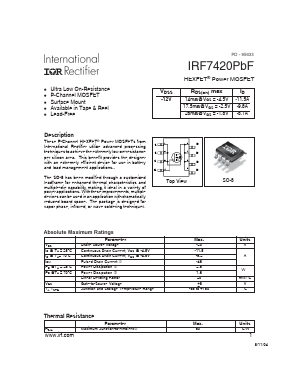 IRF7420PBF Datasheet PDF International Rectifier