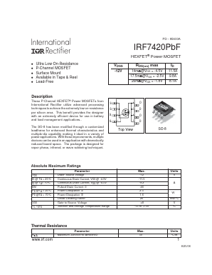 IRF7420TRPBF Datasheet PDF International Rectifier