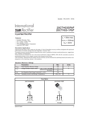 20CTH03-1TRRPBF Datasheet PDF International Rectifier