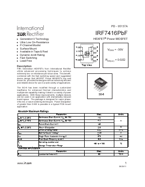 IRF7416PBF Datasheet PDF International Rectifier