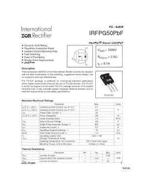 IRFPG50PBF Datasheet PDF International Rectifier