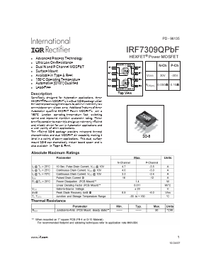 IRF7309QPBF Datasheet PDF International Rectifier