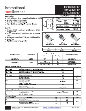 IRFSL3306PBF Datasheet PDF International Rectifier