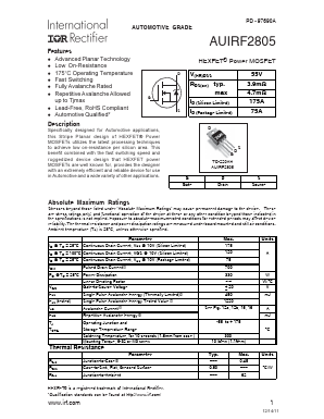 AUIRF2805 Datasheet PDF International Rectifier