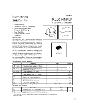 IRLL014NTRPBF Datasheet PDF International Rectifier