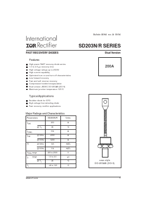 SD203N16S10MSV Datasheet PDF International Rectifier