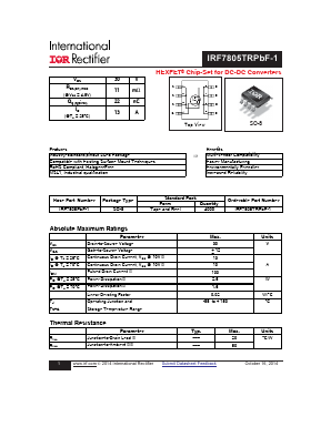 IRF7805PBF-1 Datasheet PDF International Rectifier